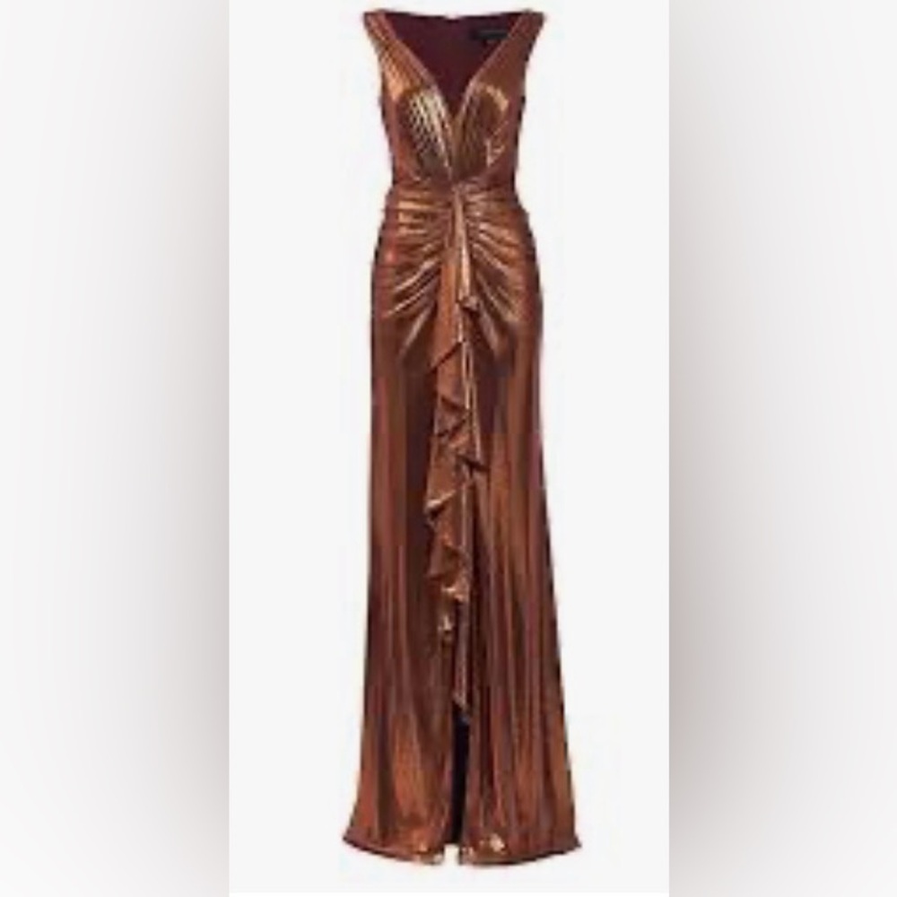 Tadashi Shoji Metallic copper Maxi Dress
